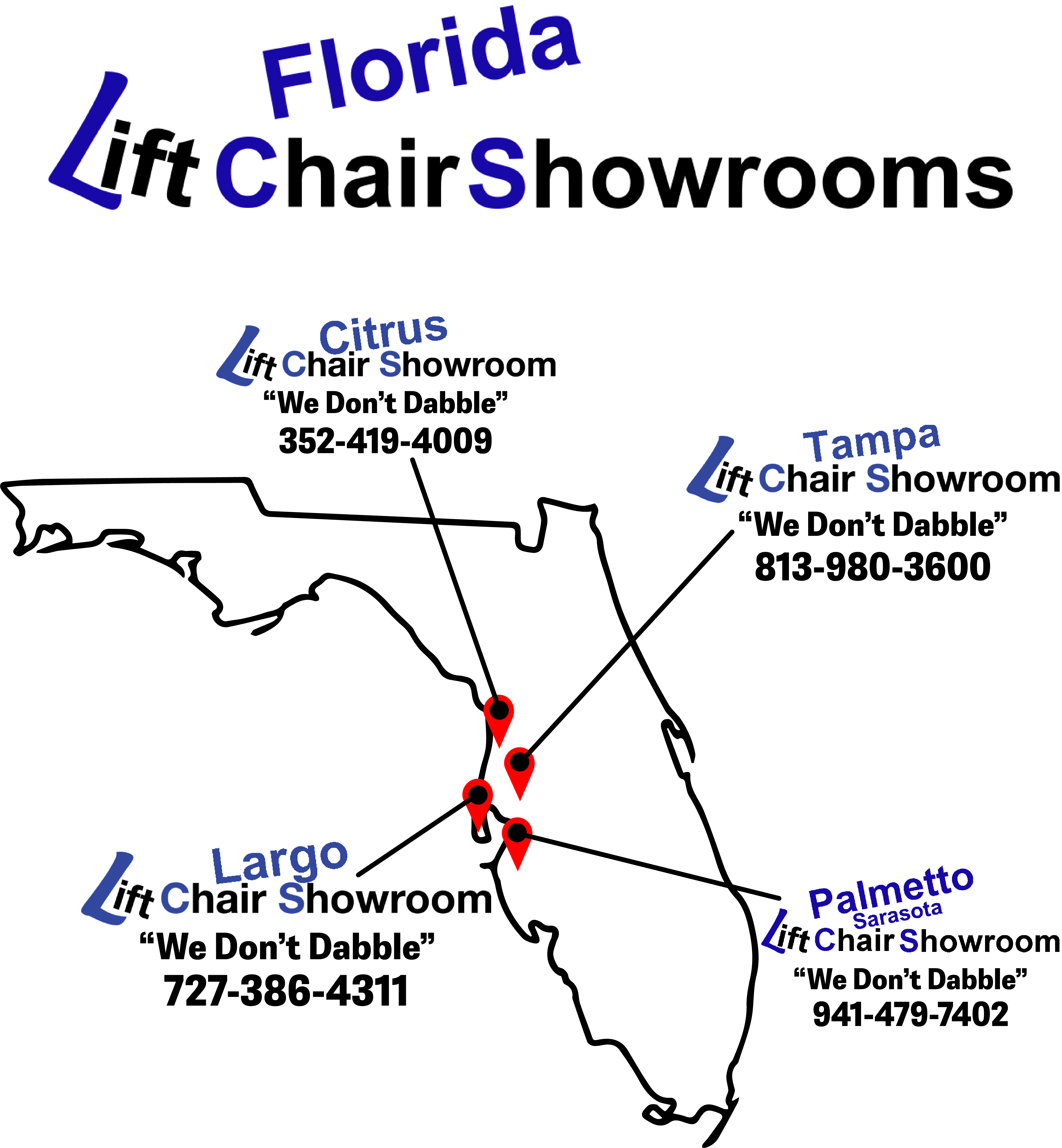 Lift Chair locations in Tampa, Largo, Citrus, & Pamletto.